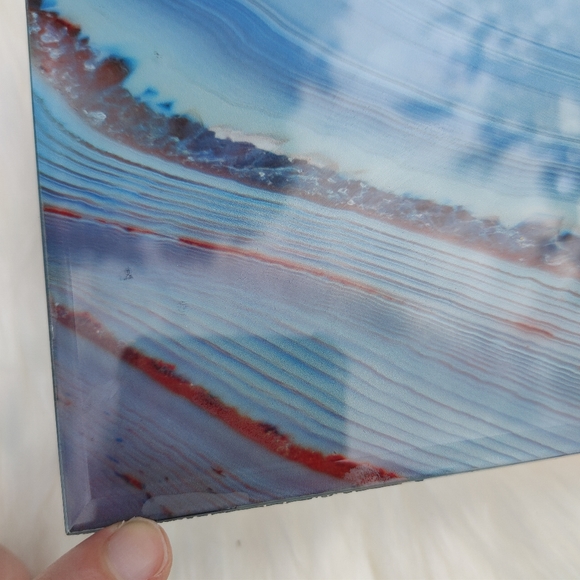 Agate slice jewelry box storage organizer box with lid pink blue stone crystal - Picture 15 of 16